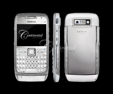 nokia e71 white diamond encrusted luxury mobile ph