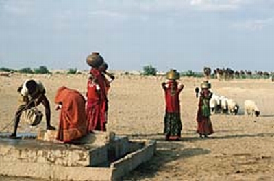 women collecting water from well in rajasthan 9