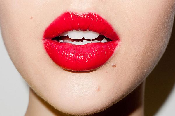 Cherry red lips