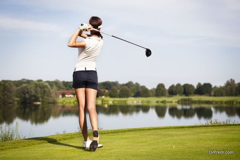lady playing golf