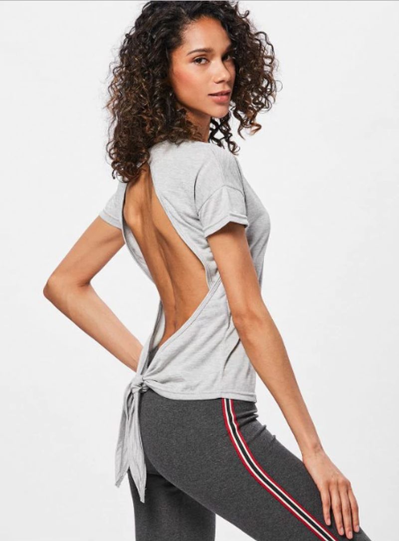 Knotted Backless Sport T-shirt